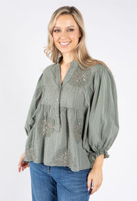 Floral Embroidered and Sequin Detail Blouse