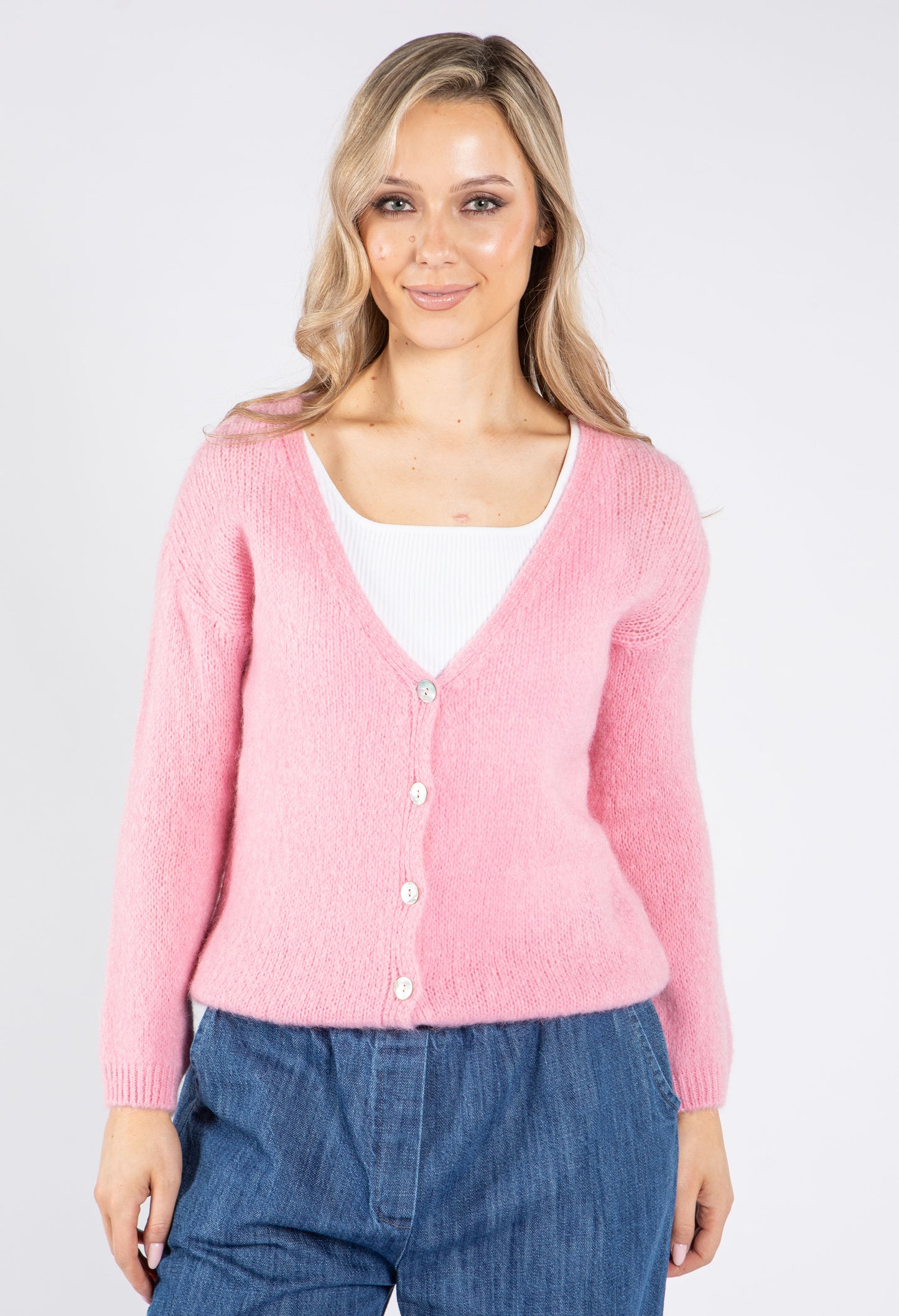 V Neck Buttoned Cardigan