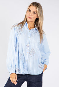 Sequin and Floral Embroidered Blouse