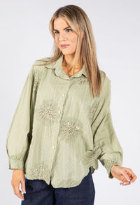 Sequin and Floral Embroidered Blouse