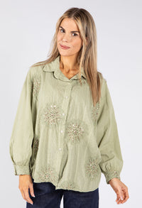 Sequin and Floral Embroidered Blouse