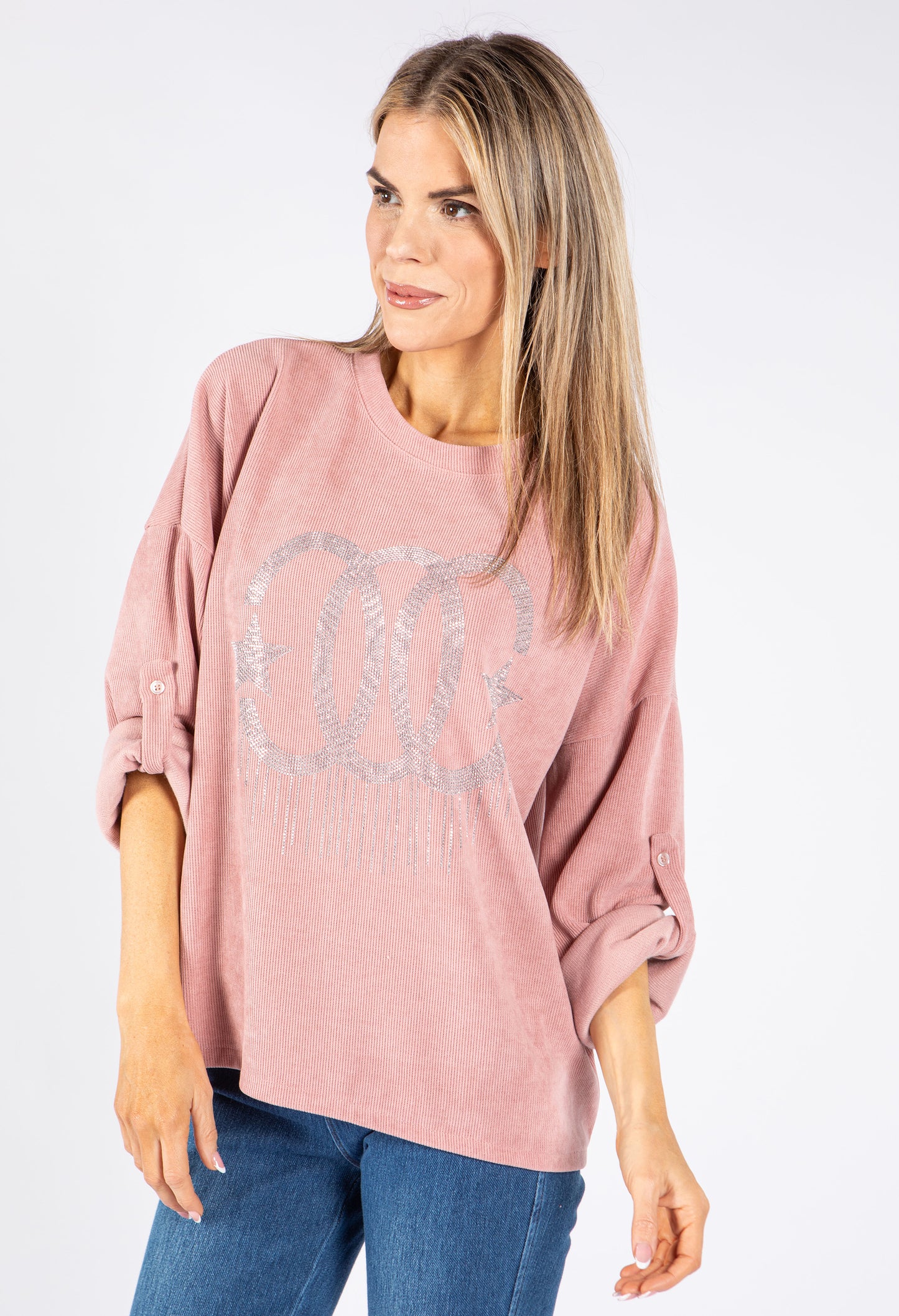 Cord Feel Diamante Pullover