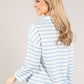 Striped Top with Roll Neck Front Print