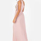 Frosted Pink Floral Embellished Self-Tie One Shoulder Maxi Dress