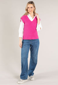 V Neck Soft Cable Knit Vest