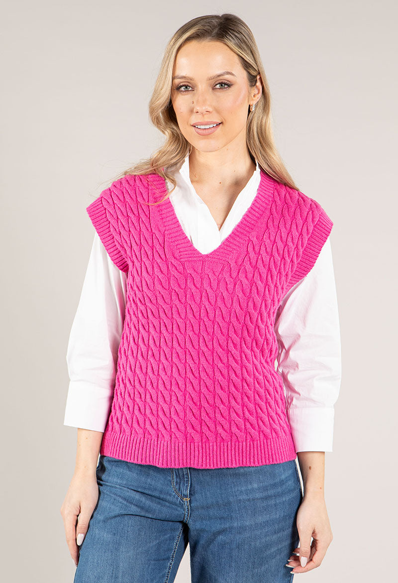 V Neck Soft Cable Knit Vest