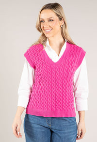 V Neck Soft Cable Knit Vest