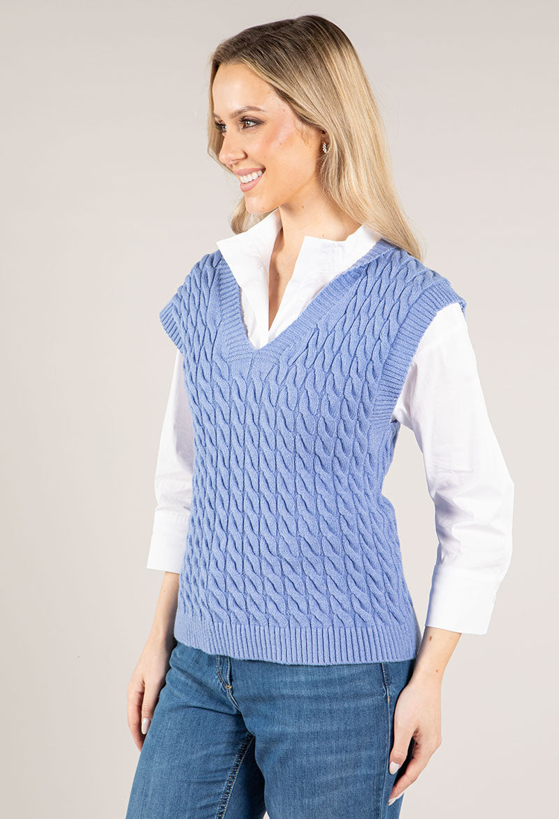 V Neck Soft Cable Knit Vest