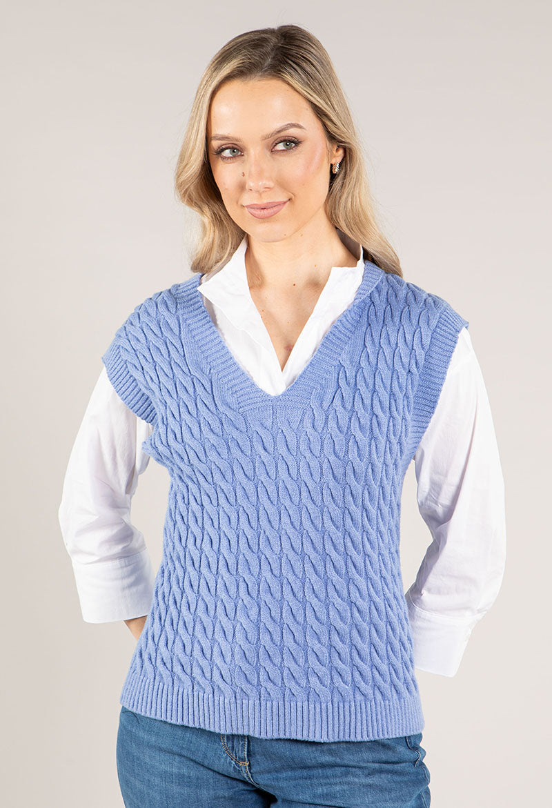 V Neck Soft Cable Knit Vest