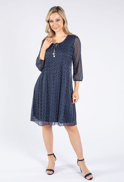 Plisse Pleat Polka Dot Dress