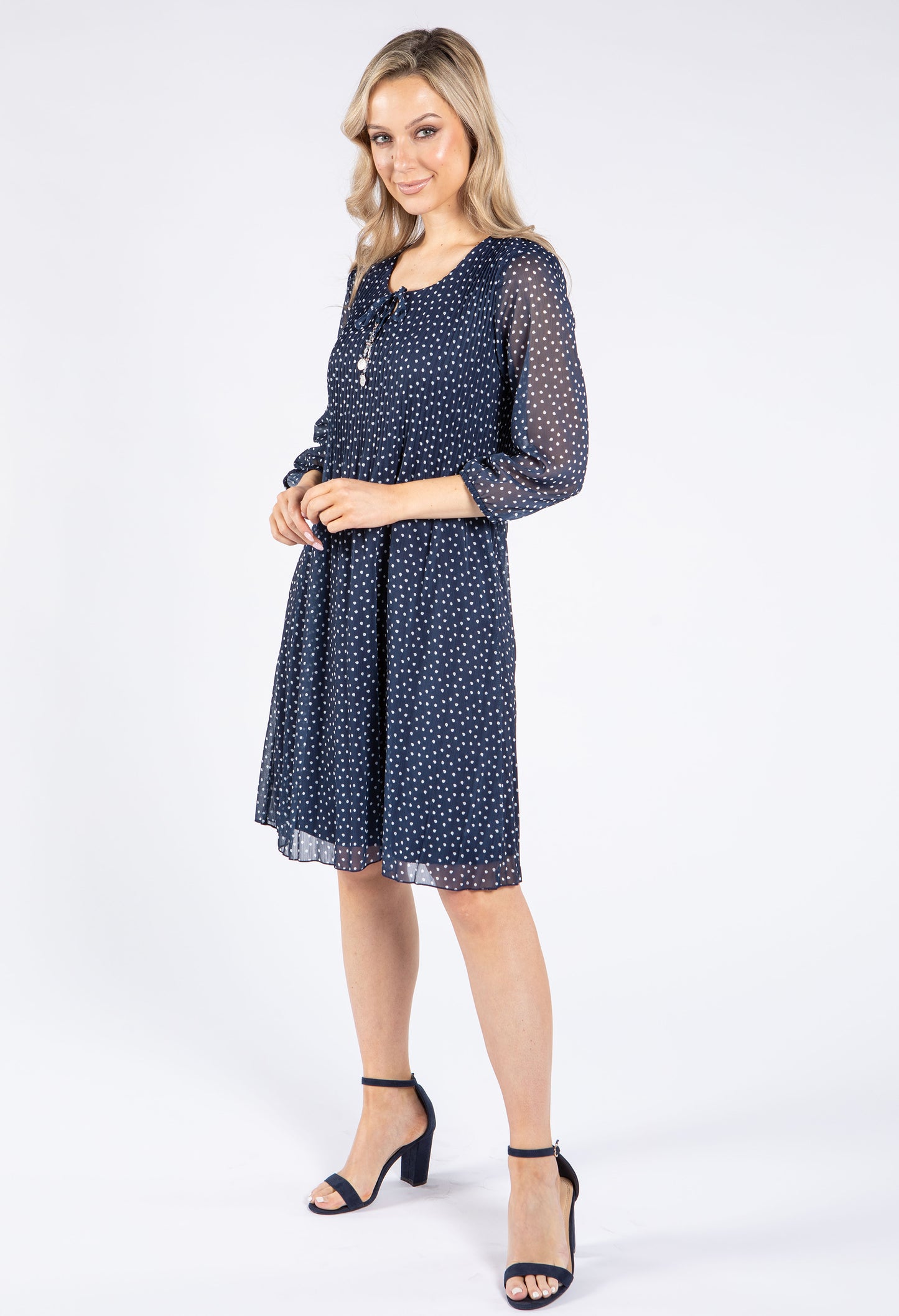 Plisse Pleat Polka Dot Dress