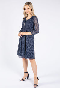 Plisse Pleat Polka Dot Dress