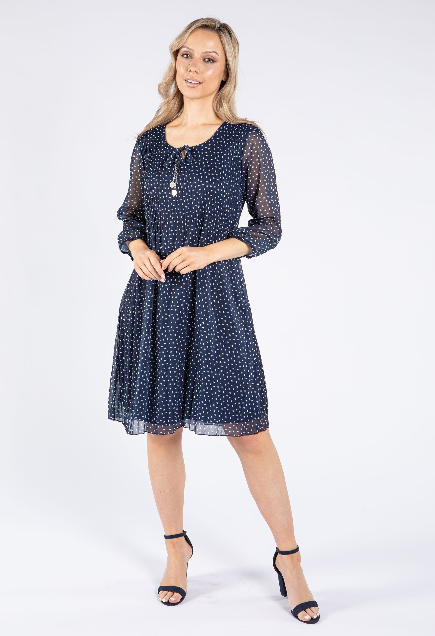 Plisse Pleat Polka Dot Dress