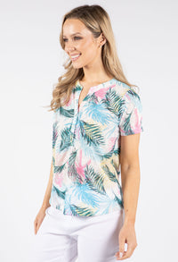 Palm Print V-Neck Top