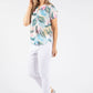 Palm Print V-Neck Top