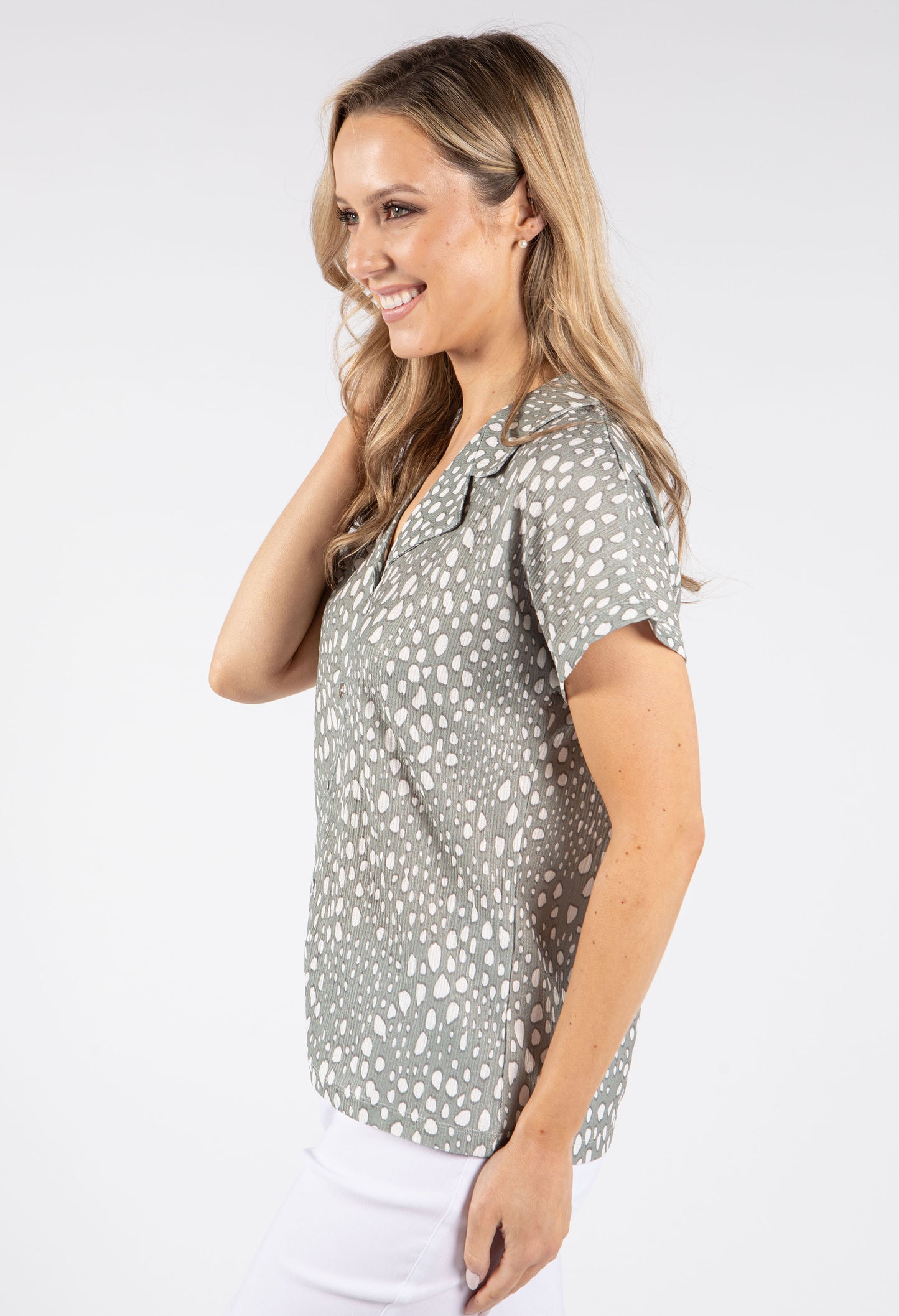 Polka Dot Retro Button Up Top