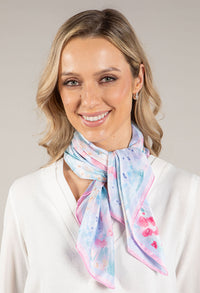 Satin Floral Print Scarf