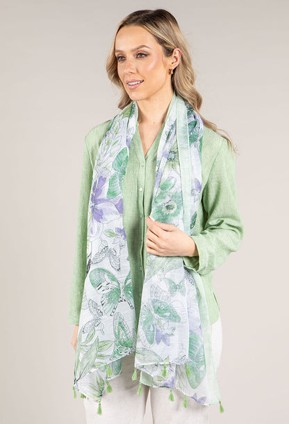 Shimmer Floral Butterfly Scarf