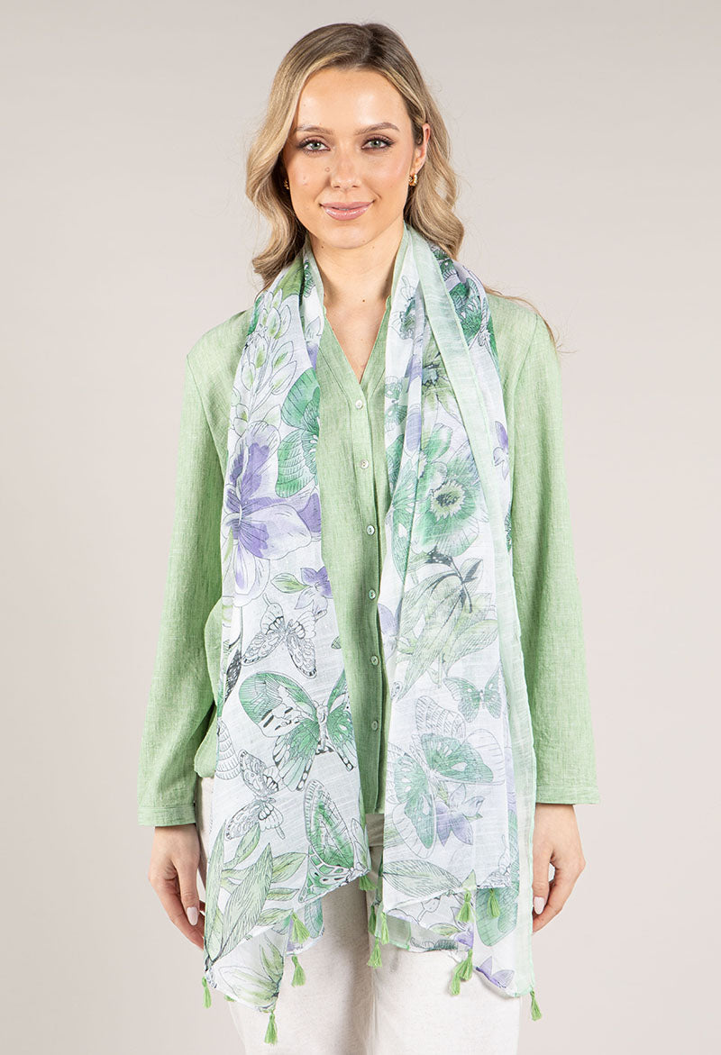 Shimmer Floral Butterfly Scarf