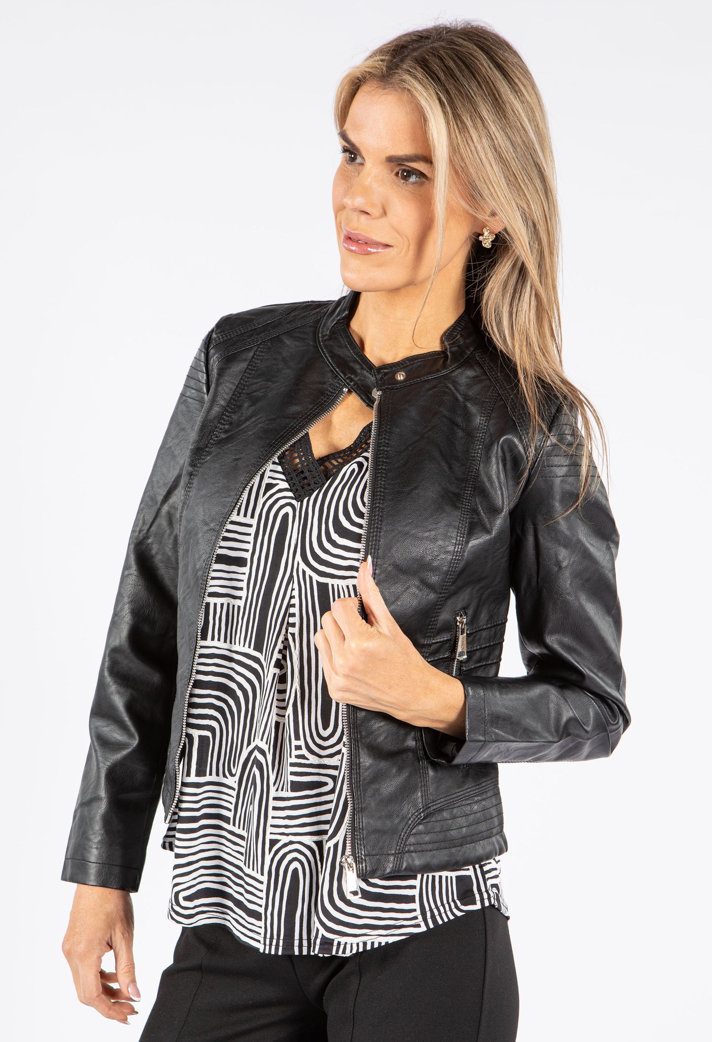 Leatherette Biker Jacket