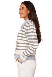 Stripe Knit Denim Jacket