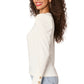 Long Sleeve Crew Neck Button Placket Knit Top with Chain Detail