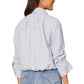 Three Quarter Tucked Sleeve Button Down Spliced Stripe Woven Shirt