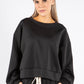 Ruched Sleeve Cropped Sweatshirt