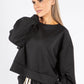 Ruched Sleeve Cropped Sweatshirt