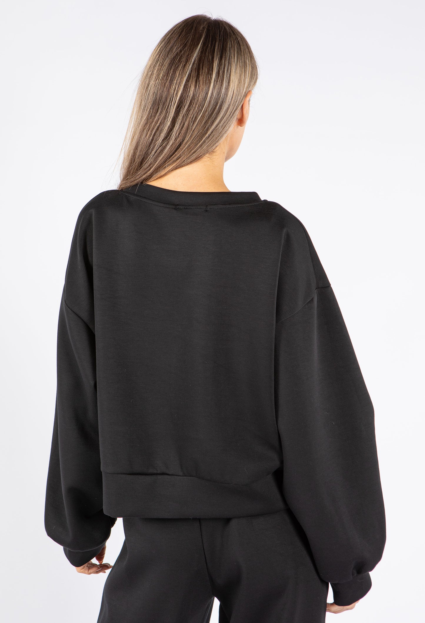 Ruched Sleeve Cropped Sweatshirt