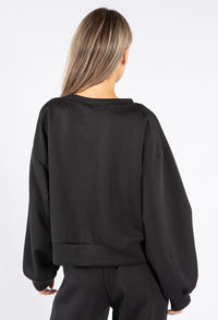 Ruched Sleeve Cropped Sweatshirt