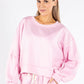 Ruched Sleeve Cropped Sweatshirt