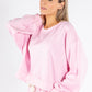 Ruched Sleeve Cropped Sweatshirt