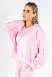 Ruched Sleeve Cropped Sweatshirt