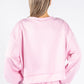 Ruched Sleeve Cropped Sweatshirt