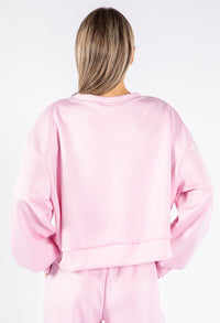 Ruched Sleeve Cropped Sweatshirt