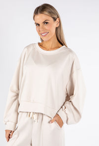 Ruched Sleeve Cropped Sweatshirt