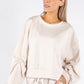 Ruched Sleeve Cropped Sweatshirt