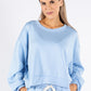 Ruched Sleeve Cropped Sweatshirt