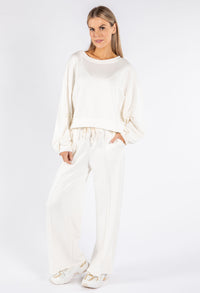 Ruched Sleeve Cropped Sweatshirt