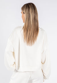 Ruched Sleeve Cropped Sweatshirt