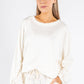 Ruched Sleeve Cropped Sweatshirt