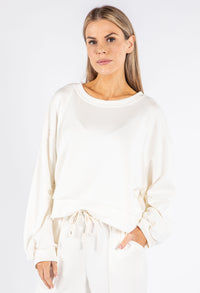 Ruched Sleeve Cropped Sweatshirt