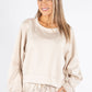 Ruched Sleeve Cropped Sweatshirt