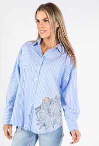 Lace Detail Striped Shirt