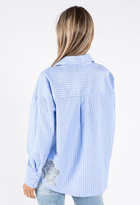 Lace Detail Striped Shirt