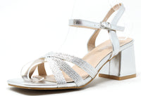 Metallic Cross Strap Heel