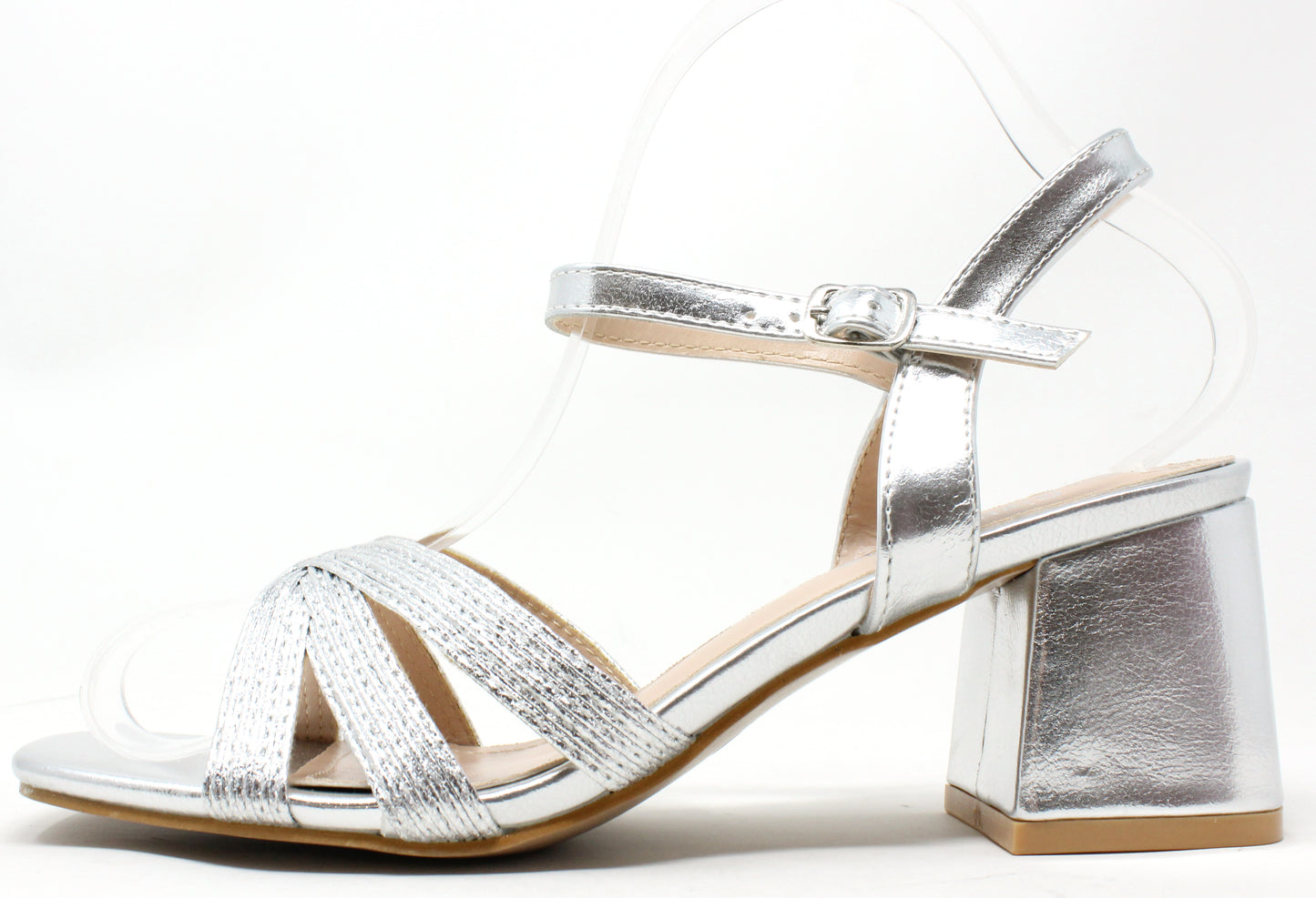 Metallic Cross Strap Heel