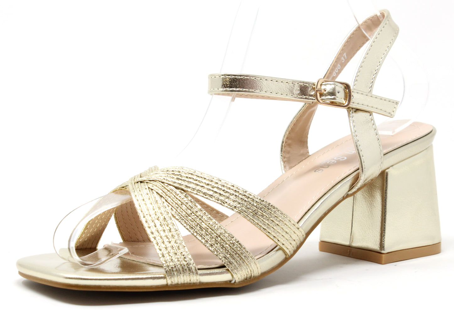 Metallic Cross Strap Heel