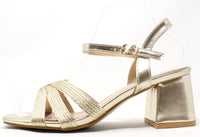 Metallic Cross Strap Heel